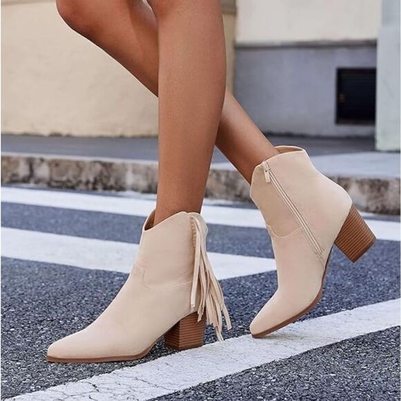 (13-3723)   Coutgo Women's  Western Khaki  Ankle Boots  Sz 7 - Picture 9 of 13